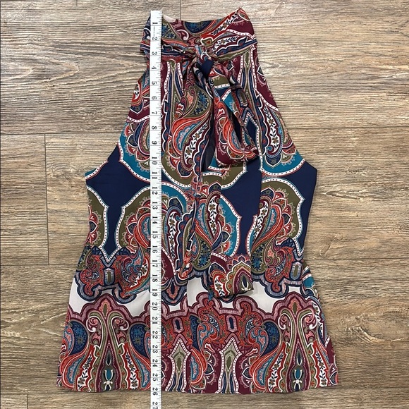 Ramy Brook Women's Paisley 100% Silk Halter Top with Tie Neck - Picture 7 of 9